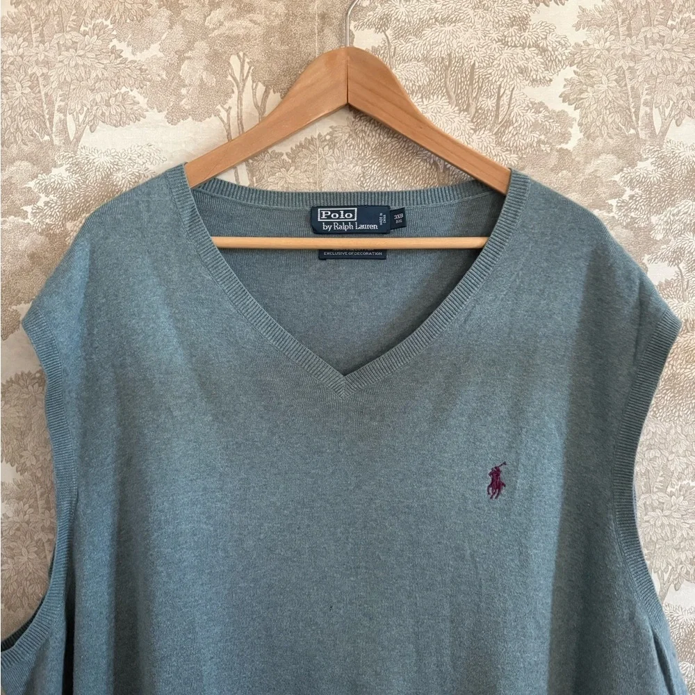 Ralph Lauren Men's Teal V-Neck Sweater Vest